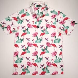 Bad Birdie Flock With Me Polo All Over Print Men’s Medium Good Condition!